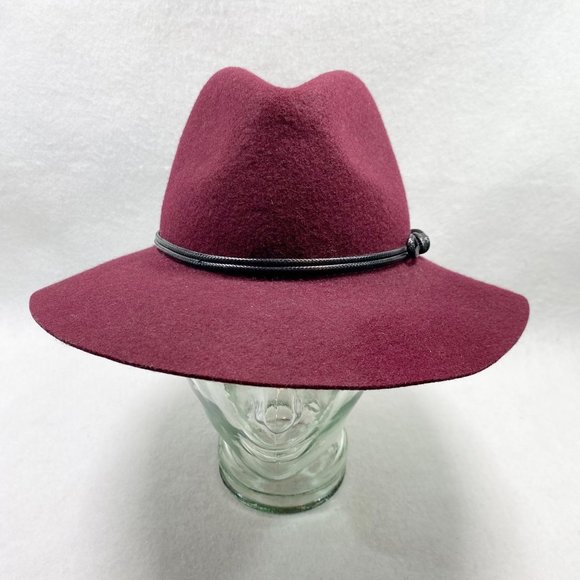 Accessories - Burgundy Wool Wide Brim Fedora